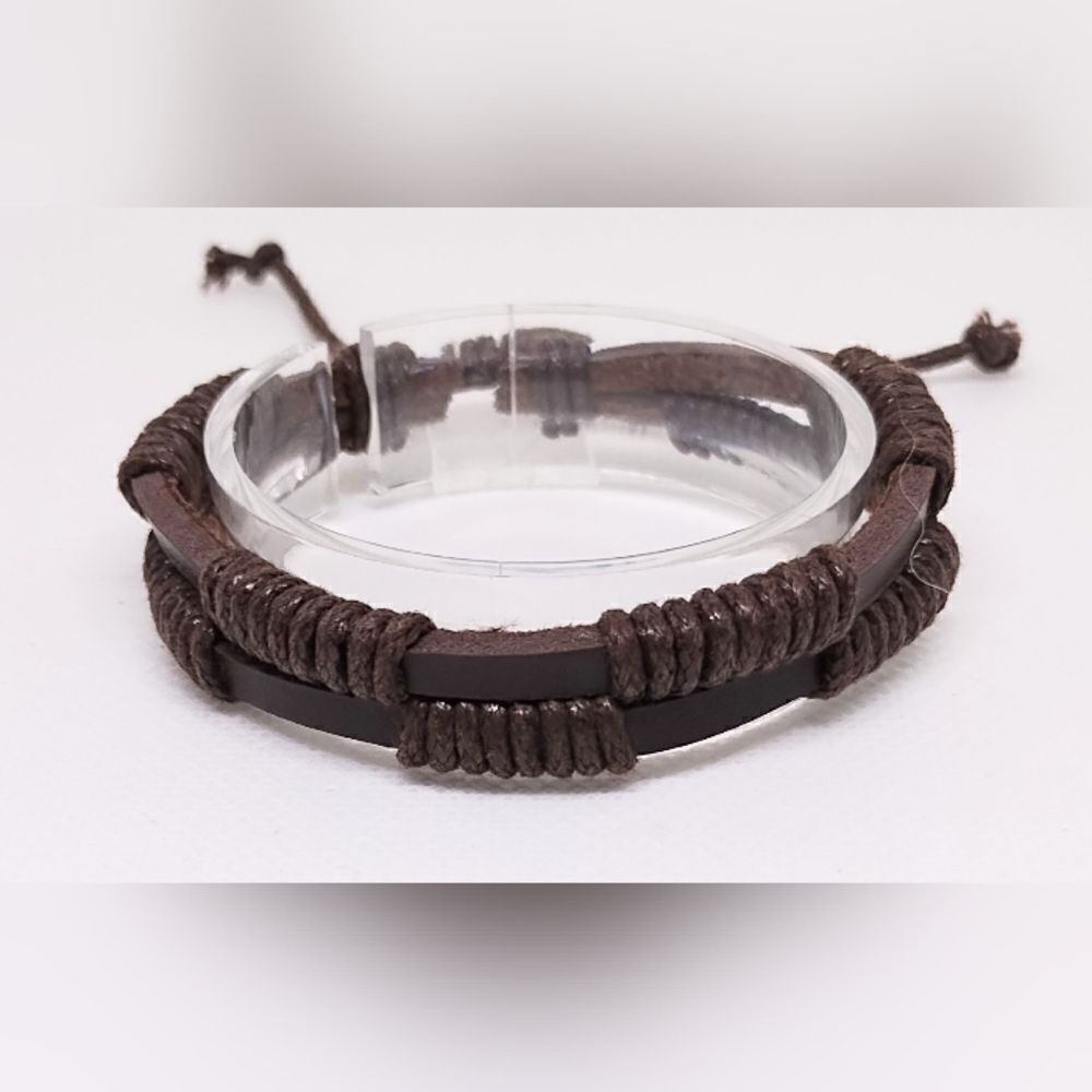Men's bracelet leather layered brown‎ new e32